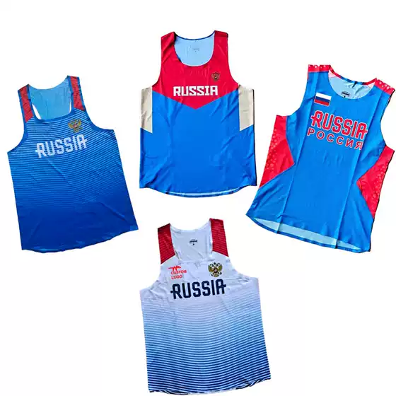 Russia Seamless Russian National Team Marathon Racing Vest Split Track and Field Sportswear Can Be Customized with Logo