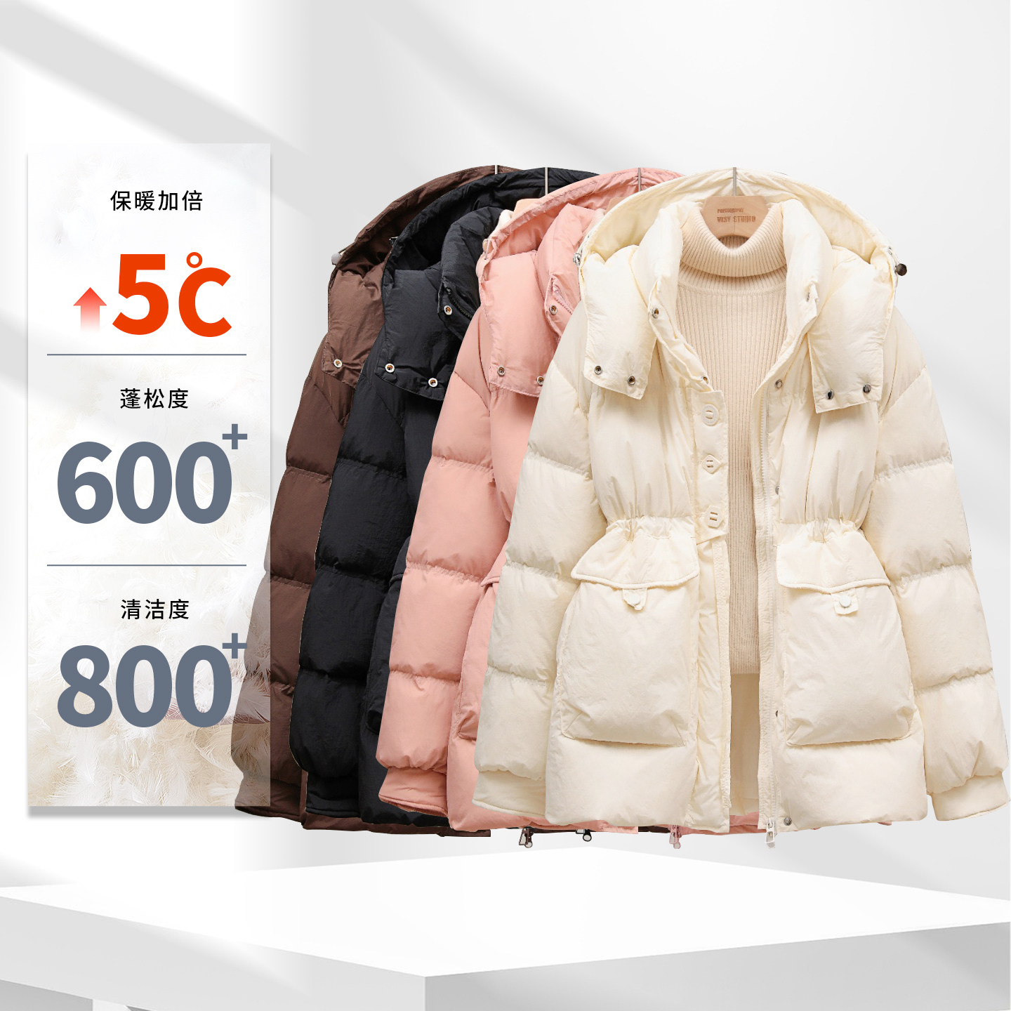 2025新款羽绒服女冬季款中长款韩版加厚收腰显瘦白鸭绒小个子外套