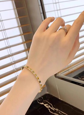 新款蜂巢手镯18k玫瑰金无钻间隔钻Beemylove钟楚曦同款结缘手环