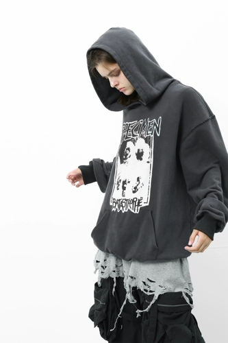 Unonconwonworld FW19 подземная группа печатная стирка, старый свитер с капюшоном и женские блоки