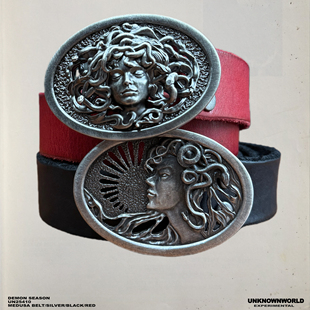 美杜莎铜镀银做旧植鞣牛皮腰带皮带扣 恶魔季 UNKNOWNWORLD 25FW