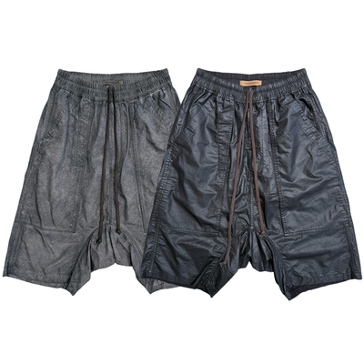 UNKNOWNWORLD 25FW 冷染做旧/刷蜡做旧立体袋拳击手松紧吊裆短裤