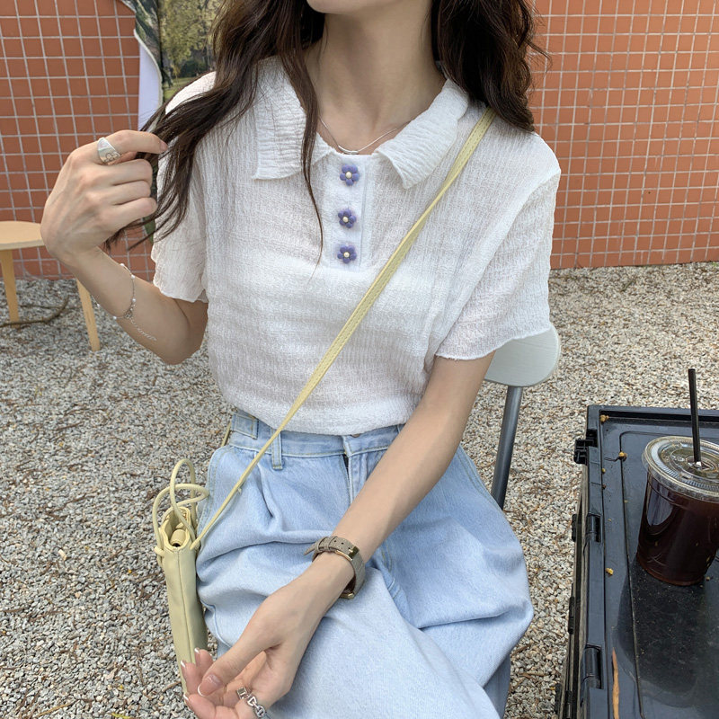 短款polo衫T恤女士短袖2026新款爆款夏天巨好看的上衣服宽松半袖