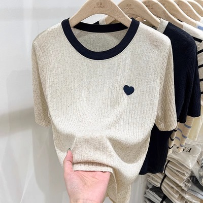 冰丝针织衫正肩t恤女短袖上衣服