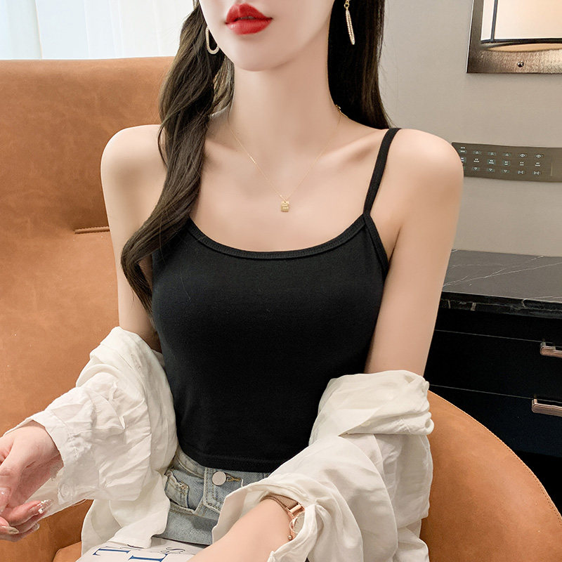 美式辣妹纯棉小吊带背心女外穿内搭打底修身显瘦夏无胸垫短款上衣