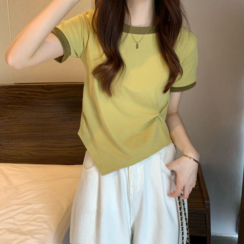 纯棉T恤女士短袖短款正肩上衣服爆款2026新款夏超火减龄修身显瘦
