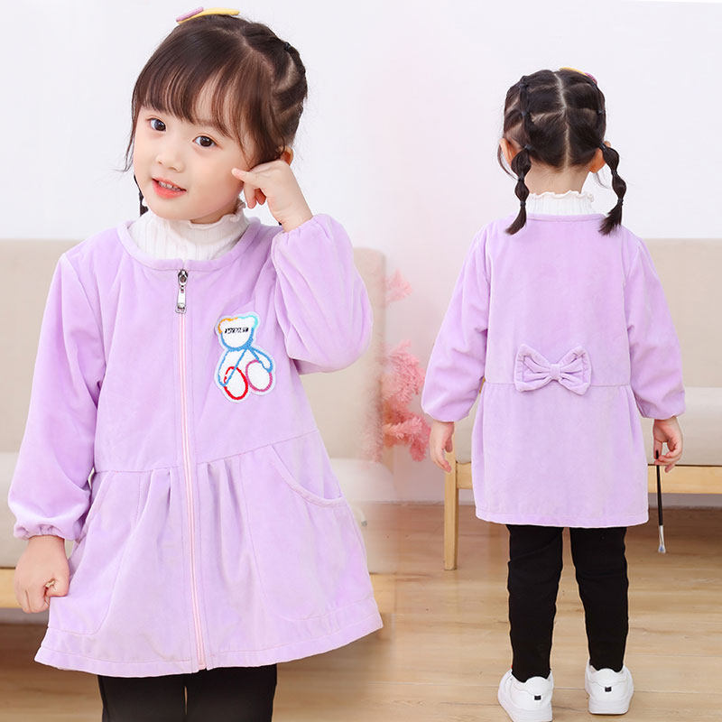 儿童水晶绒罩衣女宝宝吃饭围兜幼儿园加绒画画围裙秋冬羽绒服护衣,童装/婴儿装/亲子装,反穿衣/罩衣,淘宝优惠券,粉丝福利购,淘宝优惠卷
