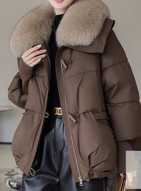 清仓冬季羽绒棉服女短款洋气韩版宽松棉衣女超大毛领加厚棉袄