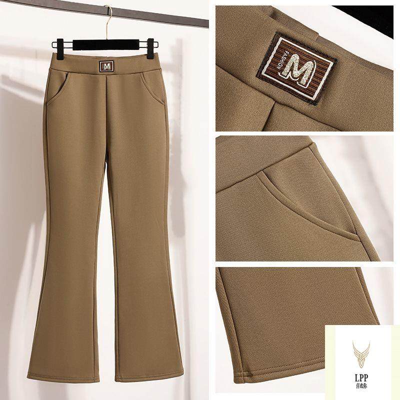 2025加绒加厚春秋高腰微喇裤子女士垂感休闲显瘦妈妈休闲百搭西裤,女装/女士精品,卫裤,淘宝优惠券,粉丝福利购,淘宝优惠卷