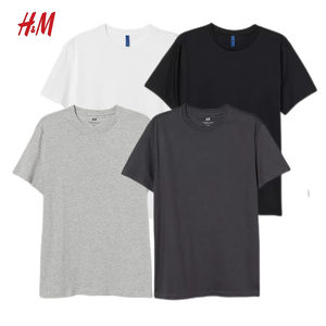 HM短袖T恤夏季新款男装简约棉质圆领短袖上衣纯色打底衫男0685816