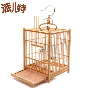 四方绣眼 小笼子 手工竹笼上层清漆锈眼金丝雀文化公园鸟笼黄腾鸟