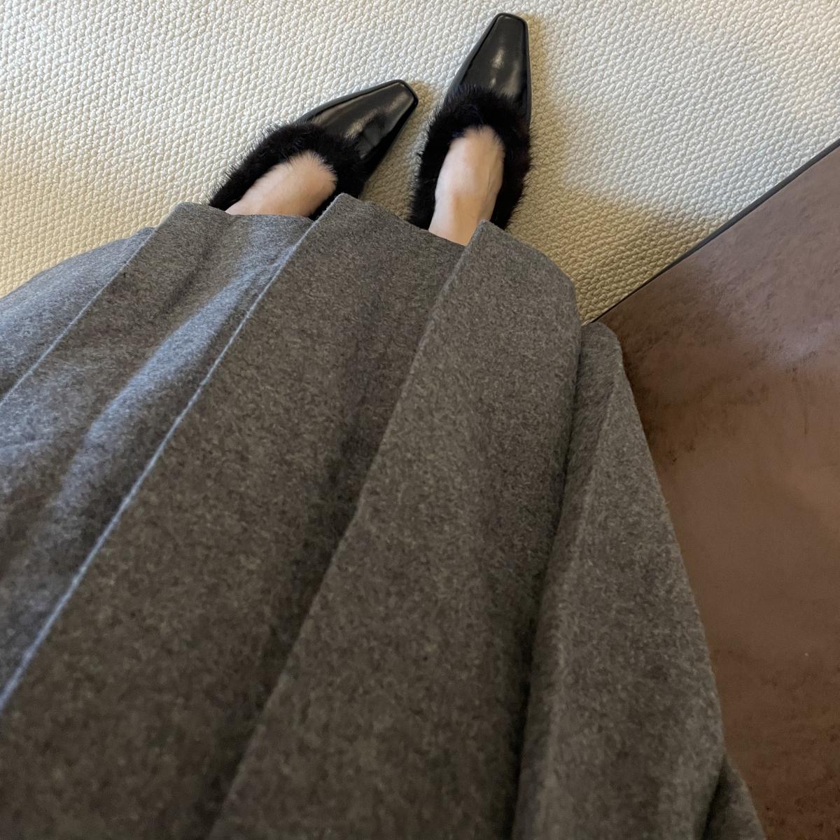 MIA水貂毛 X真牛皮毛毛单鞋3CM坡跟内增高法式气质韩版2024年冬季