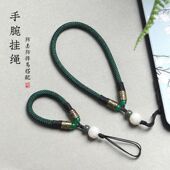 中国风菩提莲花手机链挂件男女短款 指环扣U盘吊坠防丢手腕挂绳子