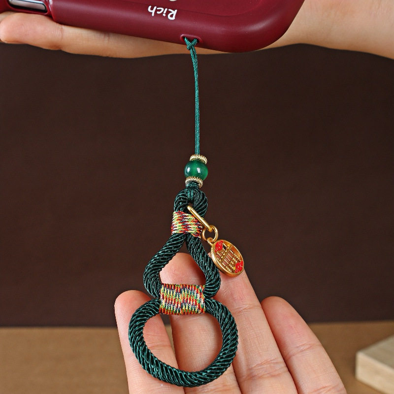 中国风手机链挂绳短款u盘挂件女男编织指环扣钥匙防丢挂饰吊坠绳