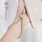 手机链清新文艺挂绳短款 手机壳手腕手工编织古风U盘手绳ccd相机链