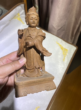 木雕人物60年代 香樟木雕刻的观音立像 高度约12厘米左右