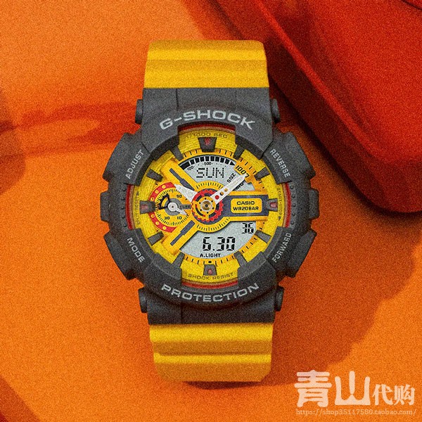 日代购卡西欧G-SHOCK新款柠檬黄配色石英机芯男表GMA-S110Y-9AJF-封面