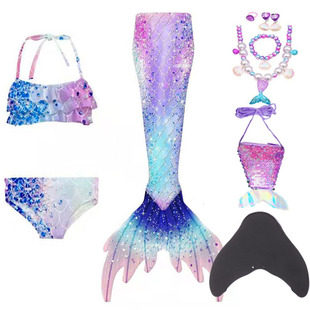 新款 女儿童宝爱丽儿美人鱼尾巴比基尼海滩温泉度假摄影拍照游泳衣