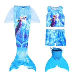 女童美人鱼尾巴分体比基尼海滩宝宝温泉服拍照冰雪爱莎游泳衣裙