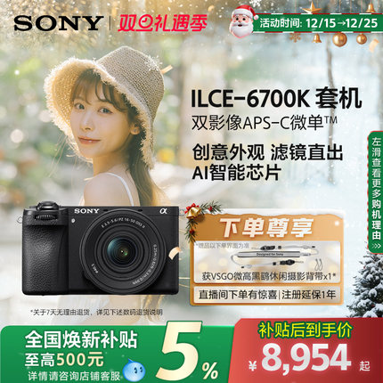 【全国补贴5%】Sony/索尼 Alpha 6700 新一代半画幅微单相机A6700