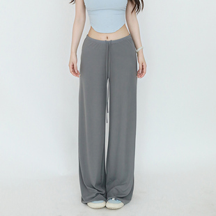 瑜伽服夏季 垂感宽松阔腿裤 跑步运动裤 凉感糯米裤 女显瘦加长拖地裤