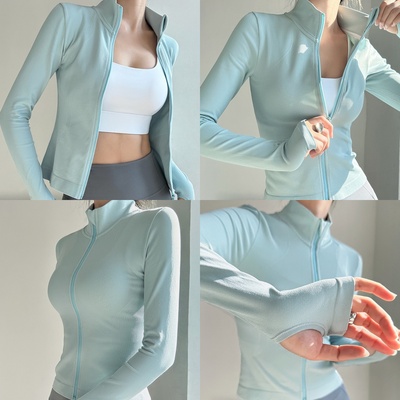 瑜伽服女秋冬季拉链外套运动上衣修身长袖外穿跑步专业训练健身服