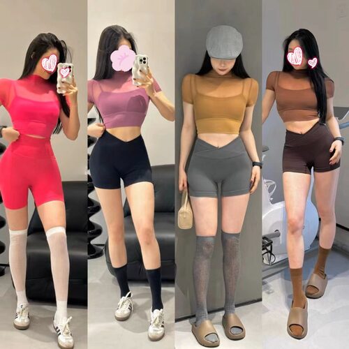 交叉腰Impact蜜桃提臀健身DFY系列三分裤无标欧美运动显臀蜜桃裤
