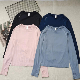 圆领字母T恤女子健身跑步训练紧身高弹透气吸汗瑜伽运动休闲长袖
