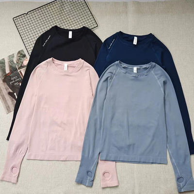 长袖圆领字母瑜伽长袖透气吸汗女