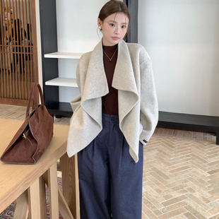 欧洲站2026秋冬新款时尚双面羊绒大衣女中长款小个子羊毛呢外套女