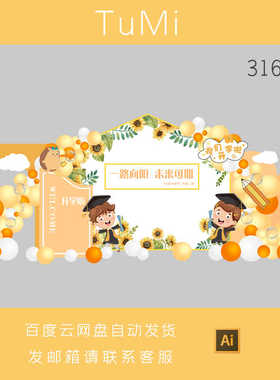 黄橙色向日葵开学毕业典礼幼儿园迎新会生日kt板派对背景设计素材