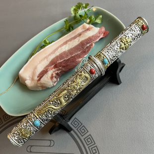 藏区刀剑纯手工一体藏族饰品龙凤短刀小剑收藏工艺品摆件未开刃