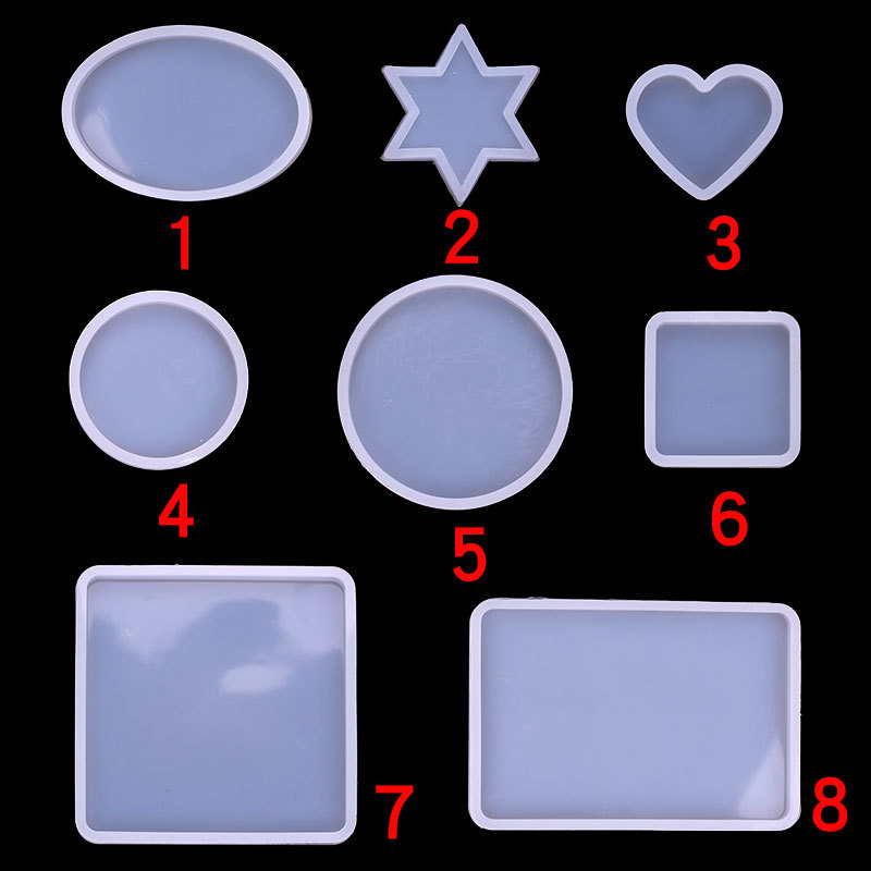 镜面水晶滴胶粘土软陶人偶手办底座硅胶模具压泥板圆形正方几何形