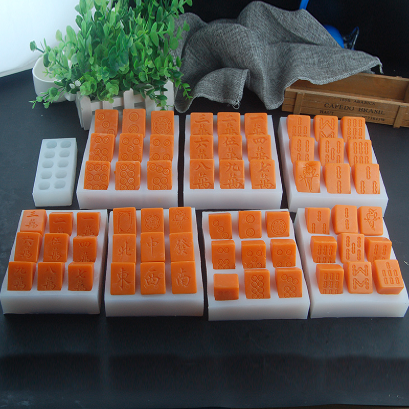 牛油火锅底料模具麻将全套十三幺筒条万风蛋糕diy烘焙巧克力硅胶