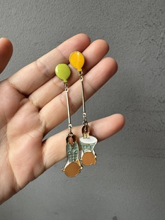 安妮 童趣倒立小人卡通可爱甜美少女心简约百搭耳环耳钉耳饰925银