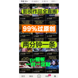 2026新一对一定制PR自动剪辑去重模板搬运过原创软件带货影视短句