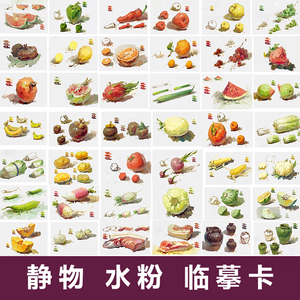 美术风水粉色彩参考入门静物卡片