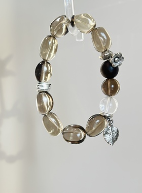 天然茶晶枣珠随行手链女款单圈简约风格饰品礼物送女友闺蜜