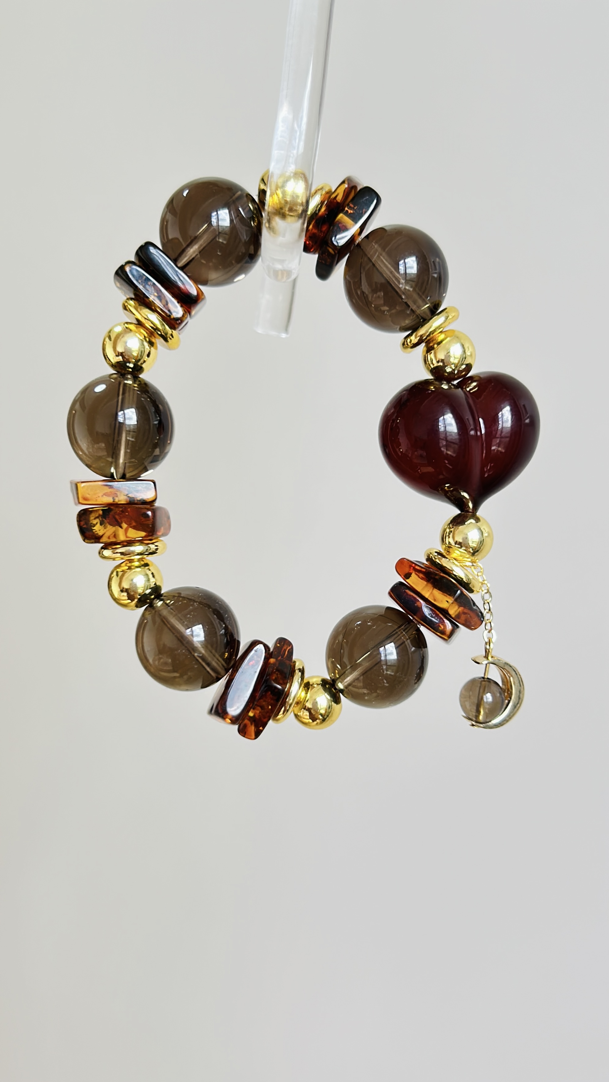 天然花珀血珀屁桃茶晶手串女款设计转运珠手链文玩满色满肉财神