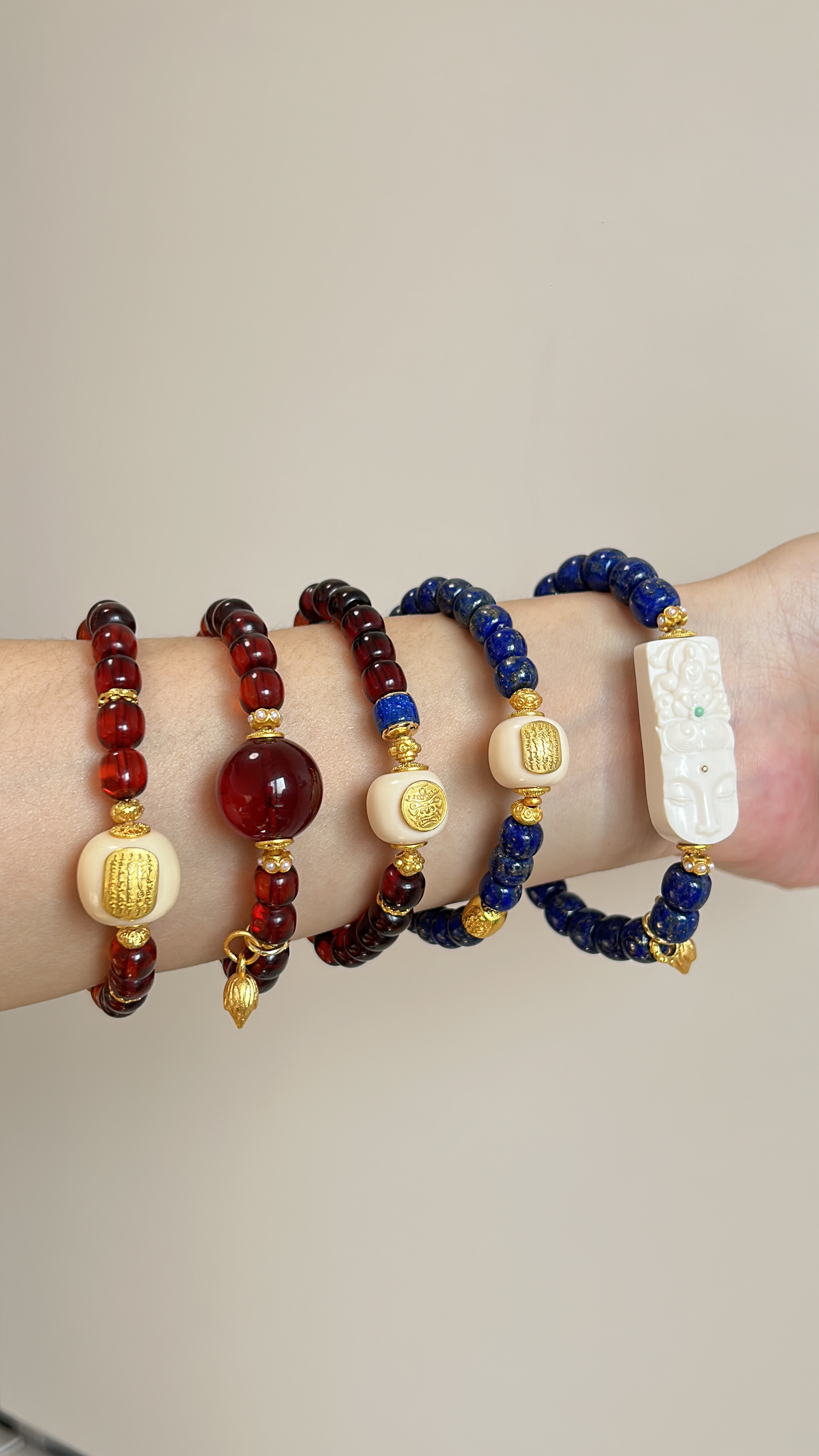 血珀天然青晶石手串新中式轻奢小众精致闺蜜礼物送女