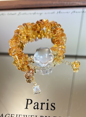 天然黄水晶手串新中式轻奢小众精致闺蜜礼物送女友