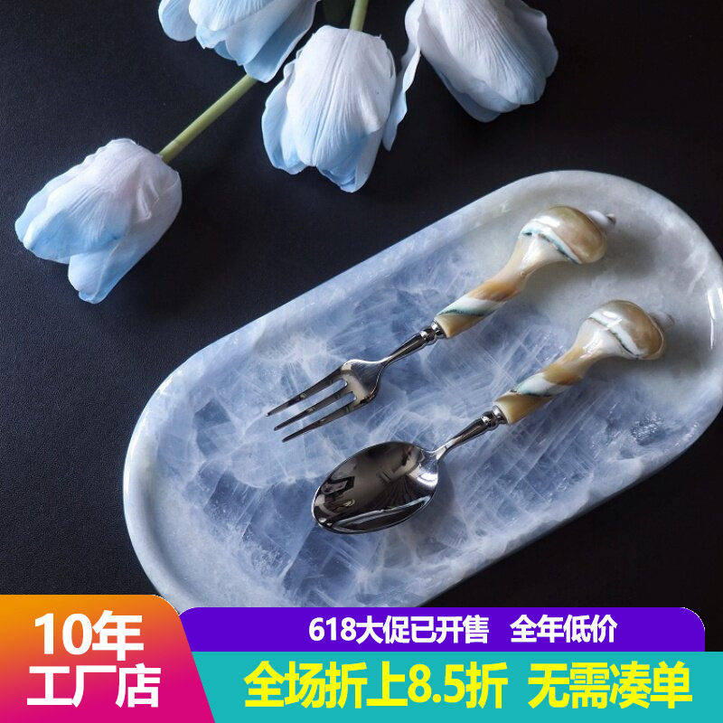 东南亚进口贝壳饭勺家用餐厅海螺勺子手工天然彩贝勺创意摆件餐具