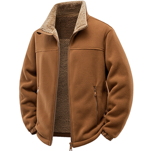 抓绒衣男士 休闲卫衣秋冬户外摇粒绒外套 加绒加厚保暖立领开衫