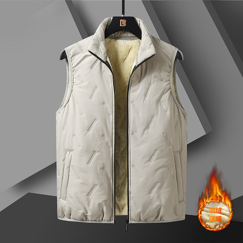 马甲男冬季新款羽绒棉加绒加厚保暖羊羔绒棉坎肩内胆背心男士马夹