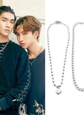 bossnoeulckm明星同款圈扣圆珠爱心项链圈潮酷周边泰剧爱在空气中