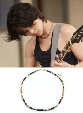 罗杰夫同款泰国风天然石软陶黑金项链圈锁骨披荆斩棘哥哥JeffSaur