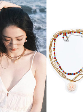 徐璐同款小花朵吊坠项链女