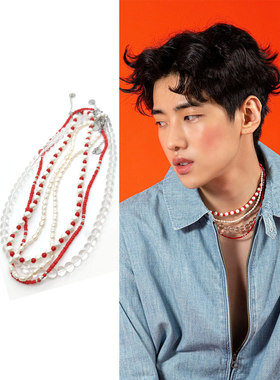 朴宰燦同款红白透明淡水珍珠项圈锁骨链语义错误之朴宰灿