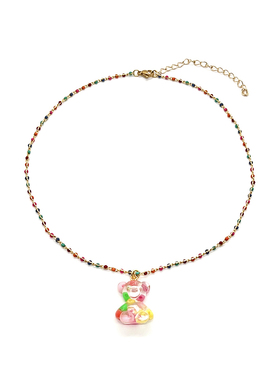 韩国东大门ins风小熊软糖吊坠项链情侣时尚百搭可爱彩珠锁骨链新