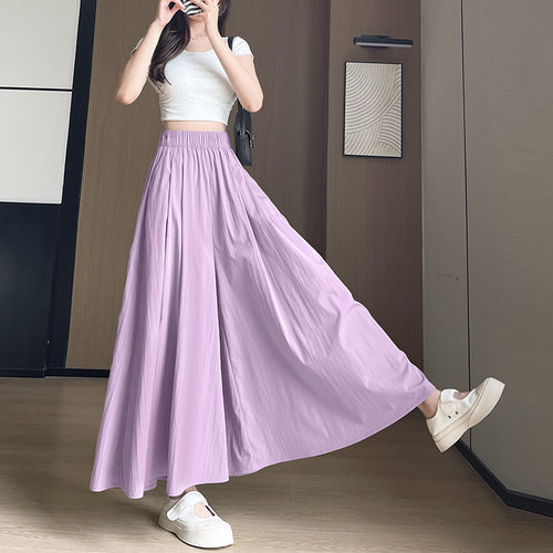 紫色山本风高腰阔腿裙裤女夏新款